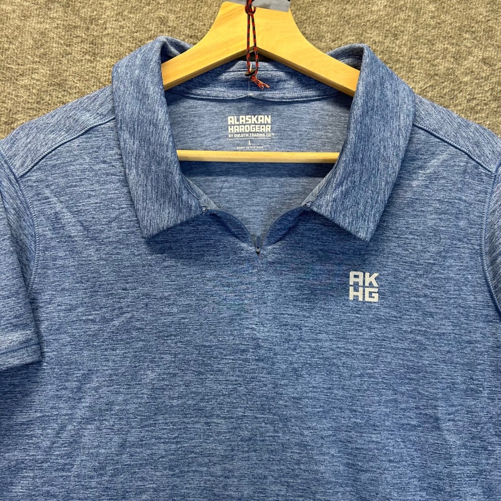 Alaskan Hardgear Duluth Trading Co Womens Blue Tun-Dry Short Sleeve Polo Large
